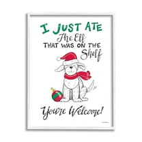 Stupell Industries Funny Christmas Dog Phrase Holiday Painting White Framed Art Print Wall Art, 24 x 30