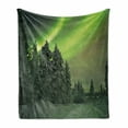 thumbnail image 1 of Aurora Forest Soft Flannel Fleece Throw Blanket, Scenery of Aurora Borealis Snow Blanketed Trees North Winter Outdoor Scene, Cozy Plush for Indoor and Outdoor Use, 60" x 80", Multicolor, by Ambesonne, 1 of 6