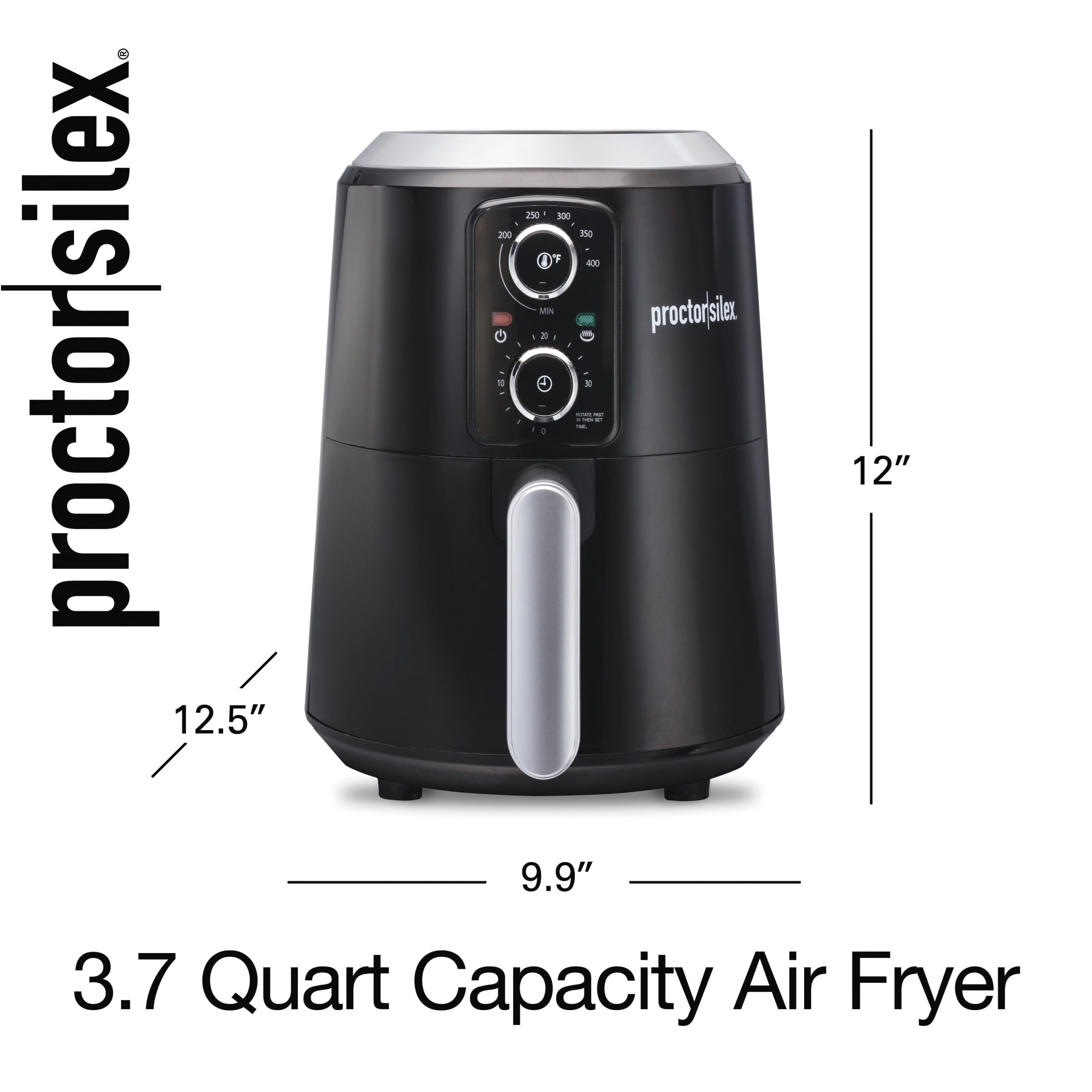Proctor Silex 3.7 Quart Air Fryer with Timer and Nonstick Basket, Black