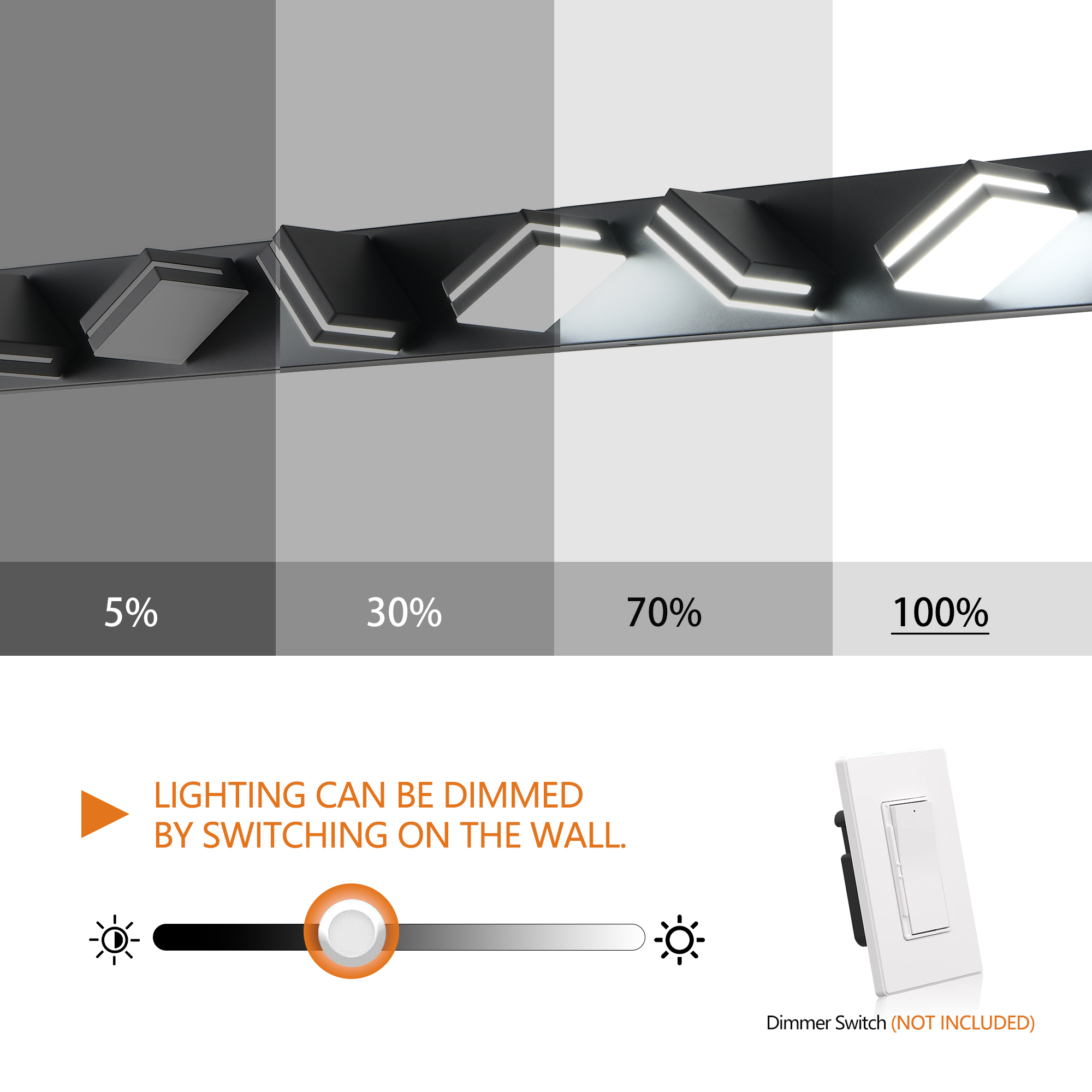 Leumius Modern 7-Light LED Vanity Light, Sleek Minimalist Design, Energy-Efficient, Easy to Install Wall Sconce for Mirror, Bathroom, Bedroom and Hallway Black
