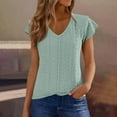 thumbnail image 5 of Women's V Neck Short Sleeve T-Shirt Tops Blouses Tees Crewneck Loose Fit Solid Color Soft Casual Daily Wear Work Office Vacation Fashion Essential Gift for Women | CSEONE,Green XL, 5 of 9
