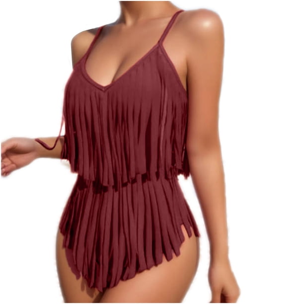 Trajes de Baño de Mujer Más Tamaño Acolchado Superposición Impresión Bikini Set, Traje de Baño Sexy de Alta Elasticidad