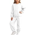 thumbnail image 2 of Eltusu Girls Outfit Sets Two Pieces, Elaastic Waistband Long Sleeve Sports Sweatshirts and Joggers Sets White Size 10-11 T, 2 of 8