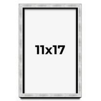 11x17 Frame Brushed Silver Solid Wood Picture Frame | 0.75 Inch Moulding Width | Rabbet Depth 0.75