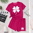 thumbnail image 4 of Vestido de manga corta para niños Día de San Patricio impreso conjunto de dos piezas niñas casual cuello redondo blusa y pantalones cortos, 4 of 6