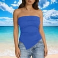 thumbnail image 3 of Uootdi Women's Tops Tube Top Ribbed Solid Casual Blouses Date Night Style Soft Stretchy Slim Fit Shirts Gift, 3 of 8