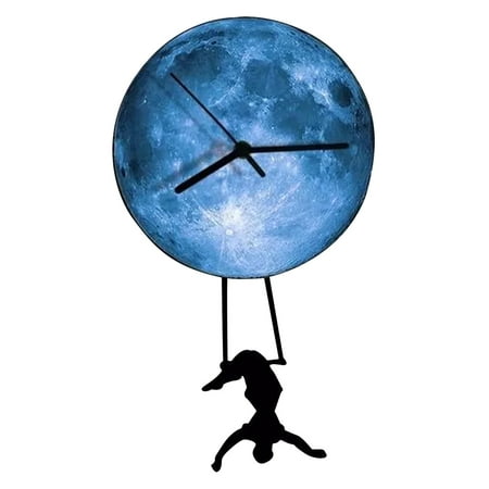 

Vintage Stain Glass Panel Girl Swinging On The Moon Little Boy Swinging Wall Clock Decoration On The Moon Witch Creative Christmas Miniatures Garland Chandelier Crystals Bead Rope Ball Tapper Desk