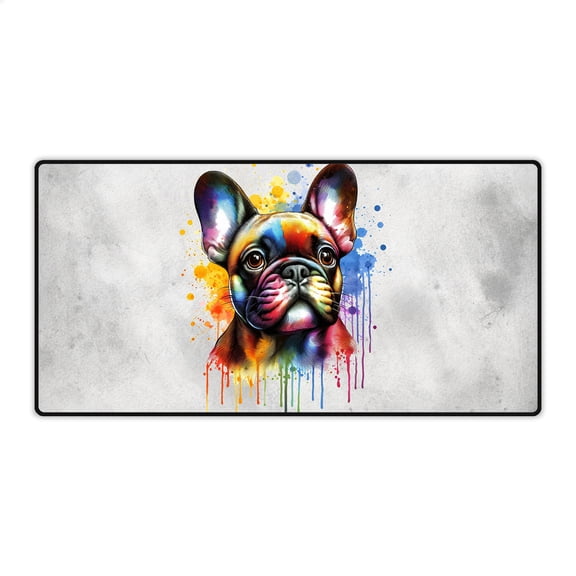 Watercolor Drip French Bulldog Pop Art Colorful Portrait Artwork Desk Mat Full Keyboard Mouse Pad Dog Lover Gifts Large Mousepad - 01009