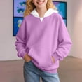 thumbnail image 2 of Abcomgle Hoodie for Girls 10-12 Oversized Colorblock Hooded Sweatshirts for Teen Girls Oversized Long Sleeve Girls Pullover Top Aesthetic Fall Sweaters for Girls 10-12 with Pocket,13-14 Years Saffron, 2 of 4