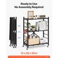 thumbnail image 2 of VEVOR 3-Tier Foldable Storage Shelf, 28W x 13D x 36H Inch Folding Metal Rack Shelving Unit, No Assembly Organizer Shelf with 5 Wheels & 4 Hooks for Pantry, Kitchen, Garage, Basement, Black, 2 of 9