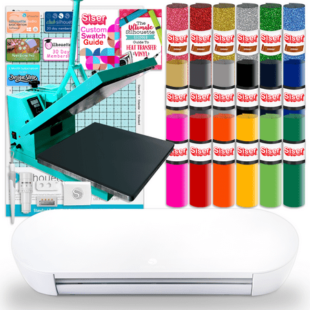 Silhouette Portrait 4 w/ 15" x 15" Turquoise Heat Press & Siser HTV