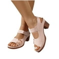 thumbnail image 3 of Hoshose Wide Width Sandals for Women Open Toe Low Block Sandals Party Dress Pumps, 3 of 4