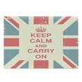 thumbnail image 1 of Keep Calm Cutting Board, Carry on Text Against the British Flag Aged Look Graphic, Decorative Tempered Glass Cutting and Serving Board, Large Size, Peach Dark Coral Blue, by Ambesonne, 1 of 1