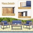 thumbnail image 5 of Costway 4pcs Patio Acacia Wood Chair Table Loveseat Cushioned Furniture Set Outdoor Navy, 5 of 9