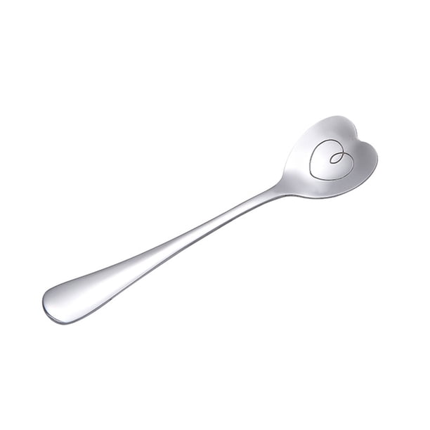 Cateissary Cuchara de café Tenedor de postre Vajilla Cuchara para revolver Cuchara de corazón Cuchara Corazón Liso 20Conjunto