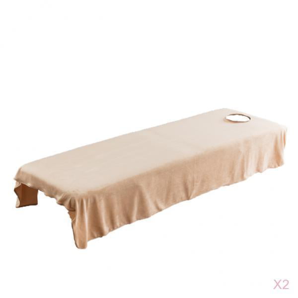 2pcs Flannel Spa Massage Table Cover Velvet Beauty Bed Flat Sheet with Hole 