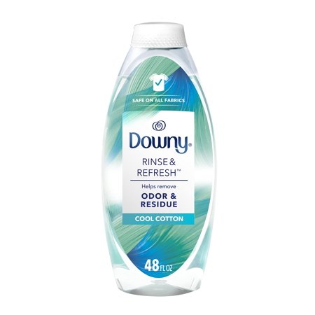 Downy Rinse & Refresh Laundry Odor Remover And Fabric Softener, Cool Cotton, 48 Fl Oz, Safe On All Fabrics, Gentle On Skin, He Compatible
