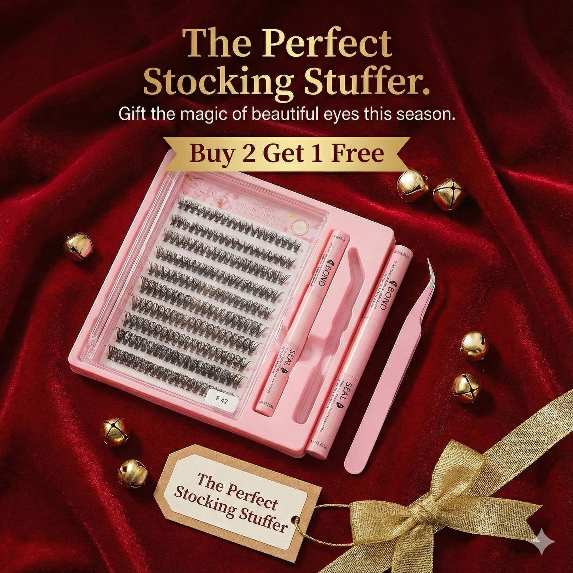 AYCUE Holiday Glam Christmas Special Edition High-Quality Eyelash Suit Subtle Natural Soft Finish Clean Band DIY Fluffy Lash Extension for Festive Looks