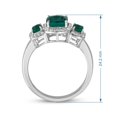 thumbnail image 3 of Jewelili Sterling Silver 8x6MM Cushion Created Emerald and Round Created White Sapphire Ring, Size 7, 3 of 11