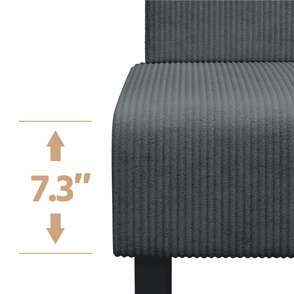 Renwick Corduroy Armless Loveseat with Strong Rubberwood Legs & USB Ports for Small Spaces, Dark Gray