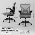 thumbnail image 3 of COOLHUT Ergonomic Office Chair, Comfort Home Desk Chair, Adjustable Dual Lumbar Support Mesh Chair with Flip-up Arms and Adjustable Height - Perfect for Home, Meeting Rooms, Dark Gray, 3 of 11