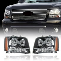 SEBLAFF Headlight Assembly Headlights with Amber Corner Black Housing Driver and Passenger Side Replacement for 2007-2014 Avalanche Tahoe Suburban