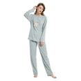 thumbnail image 6 of GLOBAL Women's Cozy Coral Fleece Long Sleeve Pajama Set , Soft Thermal Sleepwear, S-XXL, 6 of 6
