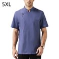 thumbnail image 2 of Cocina de algodón Uniforme de manga corta Cocina de verano delantal Botones Trajes cómodos camisas para hombres suministros para hombres para restaurante azul 5xl Advancent LF000328-14, 2 of 7