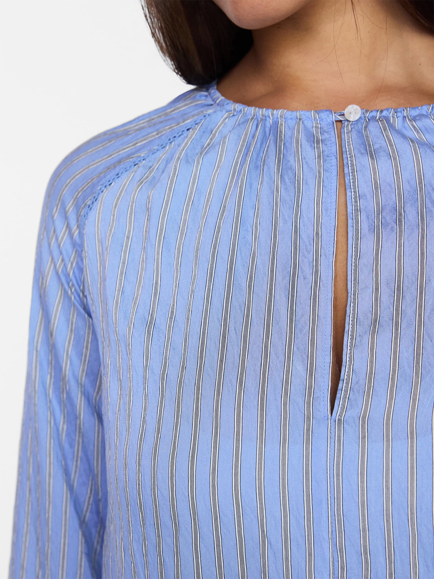 Time and Tru Women's Peasant Blouse with Long Sleeves, Sizes XS-XXXL