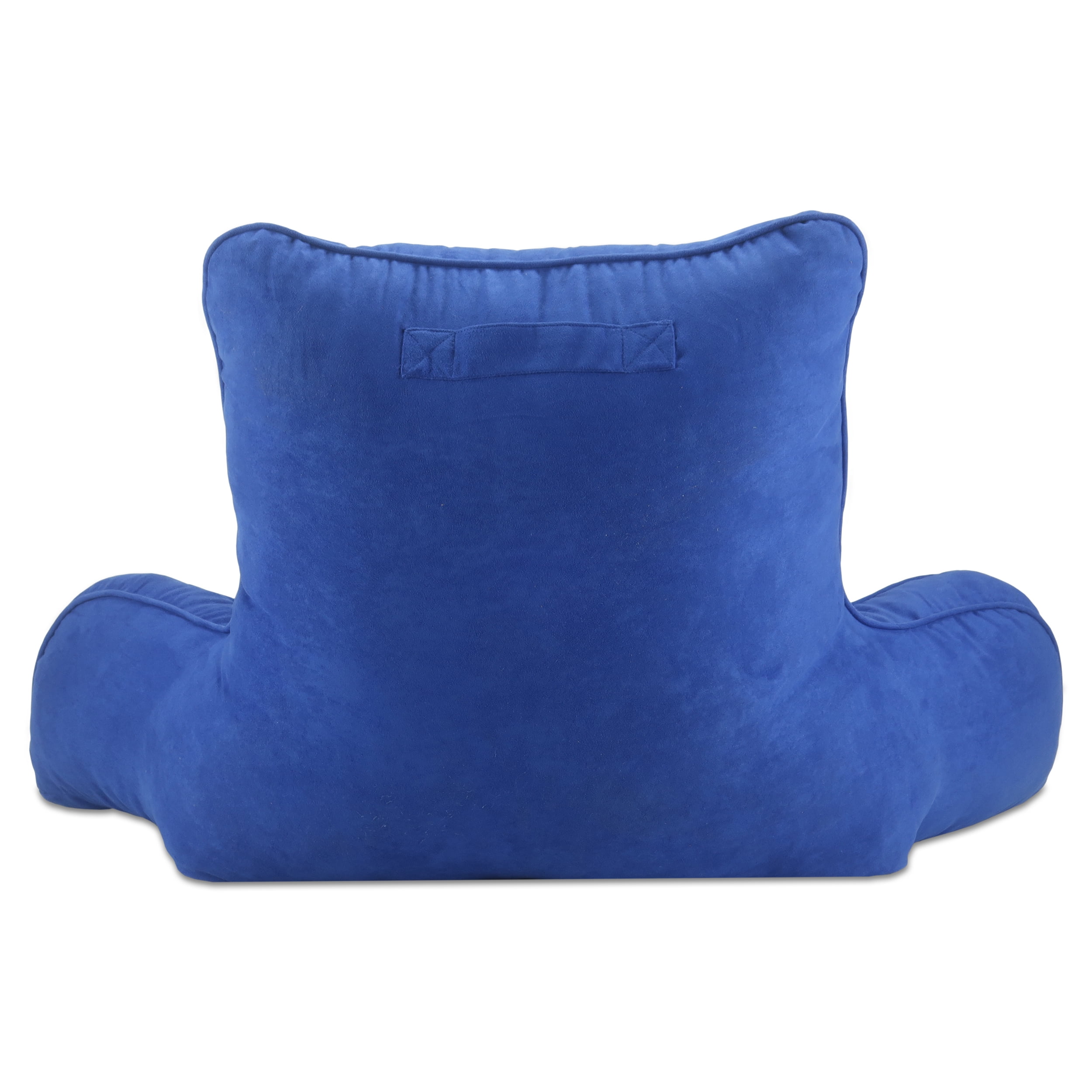 Oversized Bed Rest Lounger Pillow - Faux Suede Fabric with Polyester Filling, Solid Color Blue