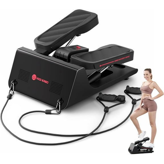 Mini Stepper for Home Exercise - Stair Step Workout Machine, Full Body Cardio Equipment with Free Optional App Connection & Resistance Band