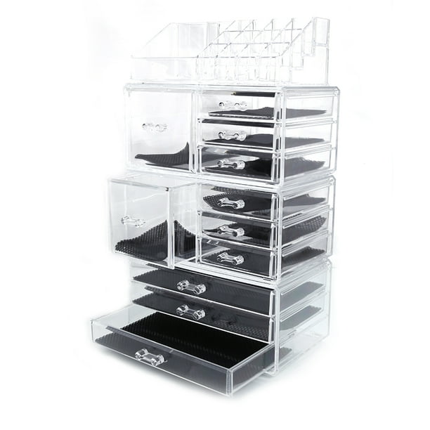 Segmart Makeup Organizer With 11 Drawers Clear Bathroom 16 Grid On Top High Quality Plastic Organizers And Storage For Cosmetics Jewelry Hair Accessories S5474 Com Segmart Makeup Organizer With 11, Makeup Storage In Specially Designed Furniture