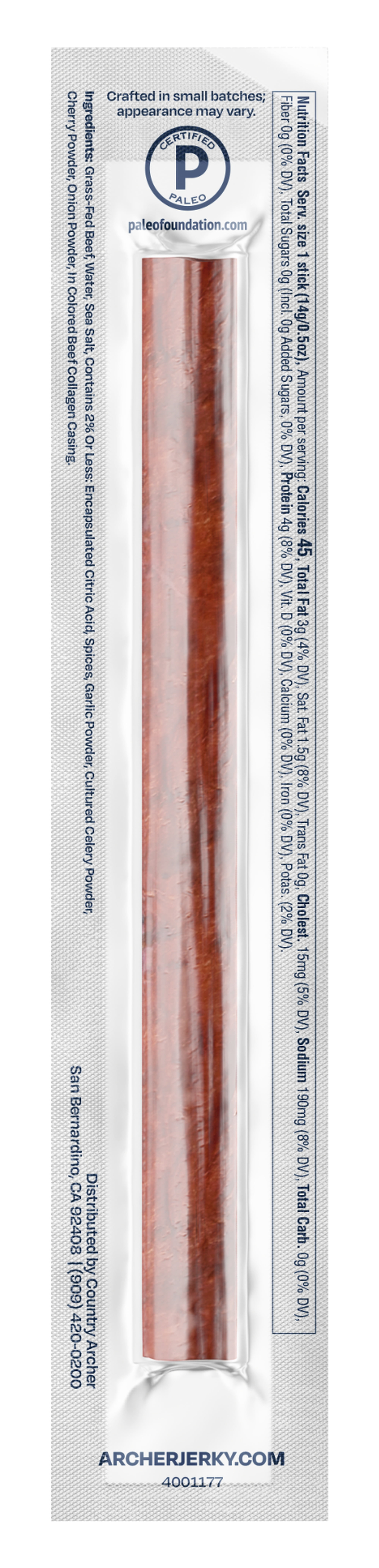 Archer Classic Beef Mini Jerky Sticks, 0.5 oz, 8 Count
