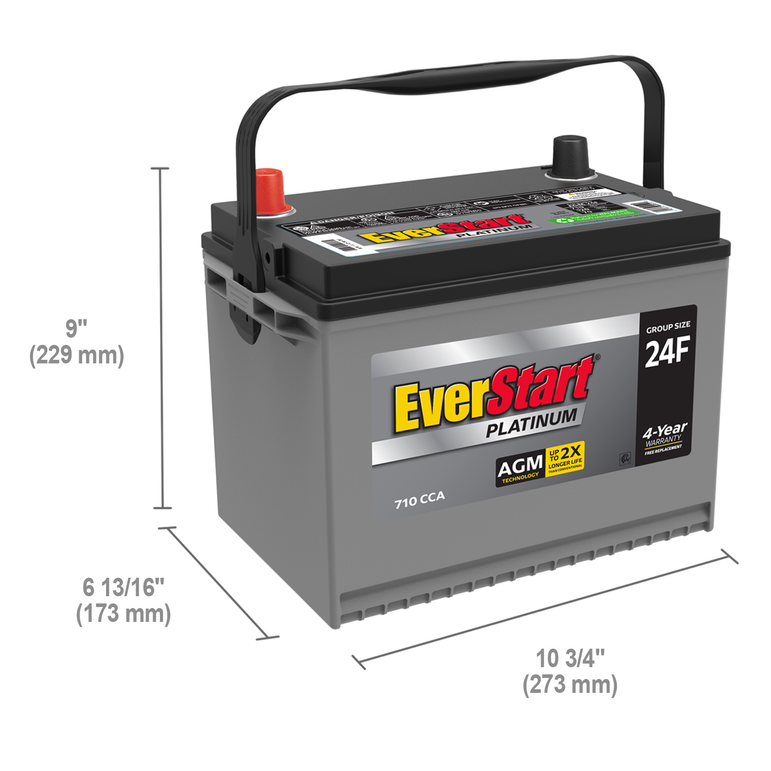 EverStart Platinum BOXED AGM Automotive Battery, Group Size 24F 12 Volt ...