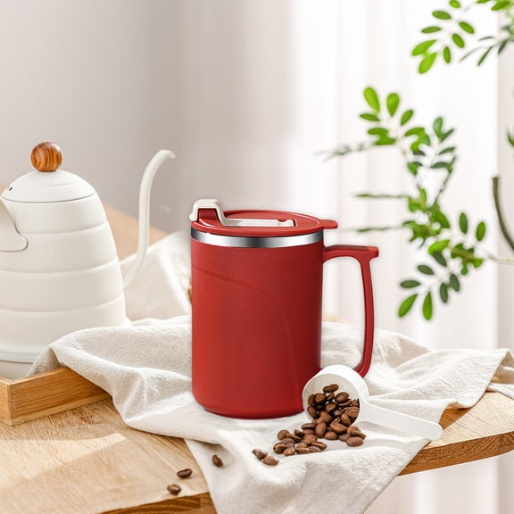 Insulated Coffee Mug with Handle, Double Wall Vacuum Stainless Steel Tea Cup with Lid, Reusable Travel Mug for Hot and Cold Beverages, Home Office and Outdoor Use