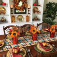 thumbnail image 3 of Fall Sunflower Pumpkin Table Runner-Cotton Linen- 72 Inch Holiday Dresser Scarves, Thanksgiving Festival Watercolor Grid Tablerunner for Kitchen Coffee/Dining Living Room Dinner Scarf Décor 13x72, 3 of 7