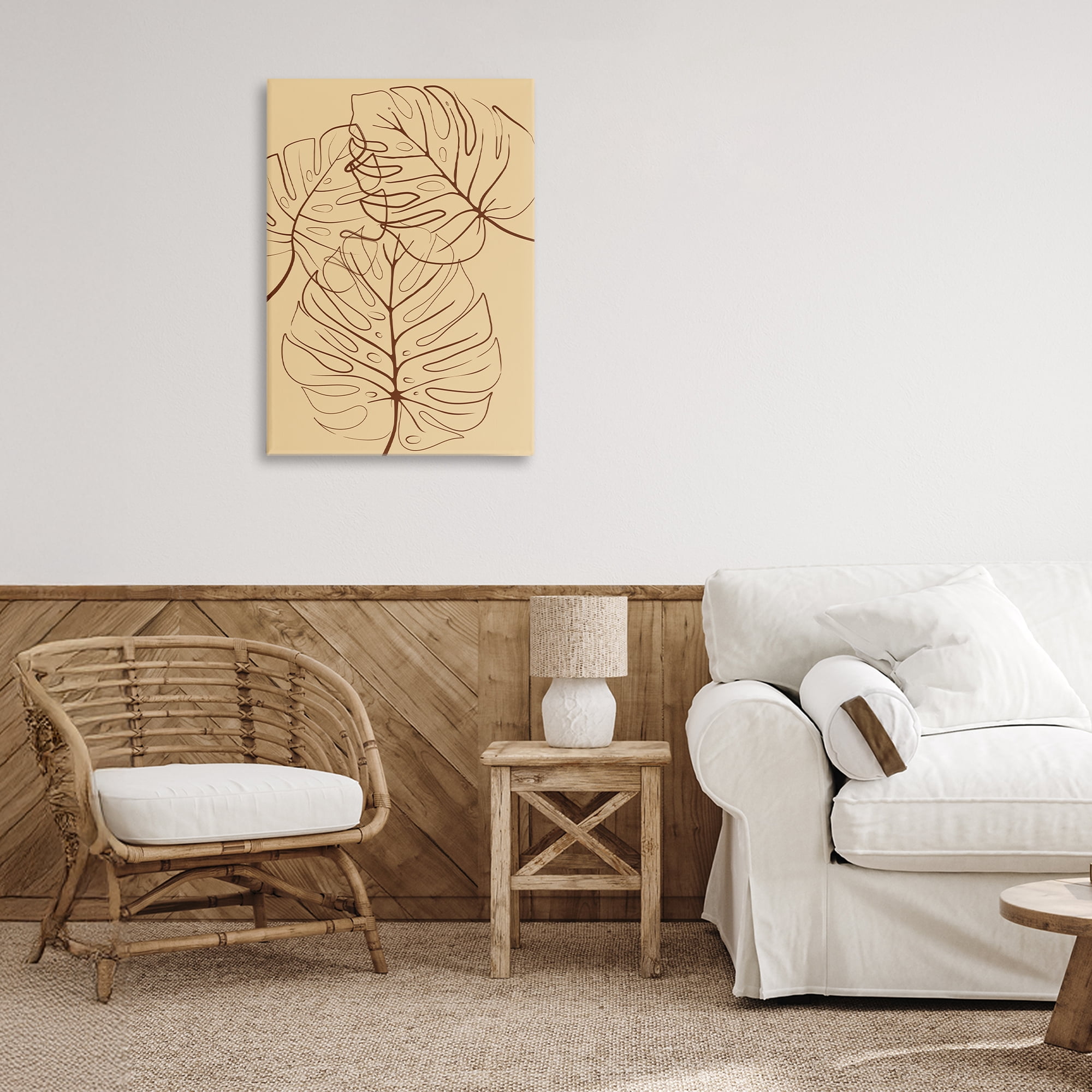 Stupell Industries Autumn Monstera Leaf Contour Canvas Wall Art, design by Martina Pavlova