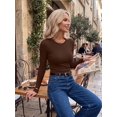 thumbnail image 4 of Zeagoo Women Basic Tee Long Sleeve Tops Crewneck Ribbed Knit Fitted Tshirts Dressy Casual Fall Clothes, 4 of 6