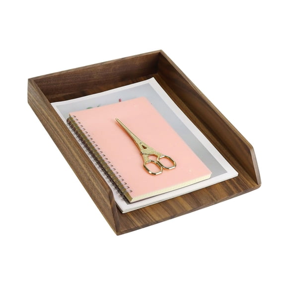 Multibey Walnut Wood Letter Tray, A4 Paper Document File Tray Handcrafted Wooden Document Organizer for Office Desk, Home Solid Wood Storage Box, Desktop File Trays, North American Black Walnut(A)