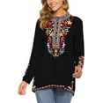 thumbnail image 4 of Embroidered Tops Long Sleeve Women's Mexican Boho Peasant Casual Loose Tunics Fall Blouse Shirts for Women, 4 of 7