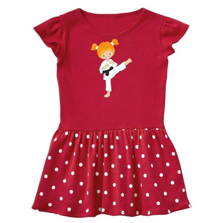 

Inktastic Cute Girl Orange Hair Karate Pose Black Belt Gift Toddler Girl Dress