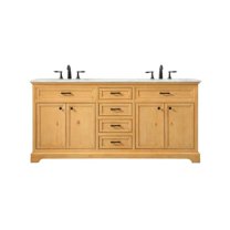 72 in. Double Bathroom Vanity, Natural Wood