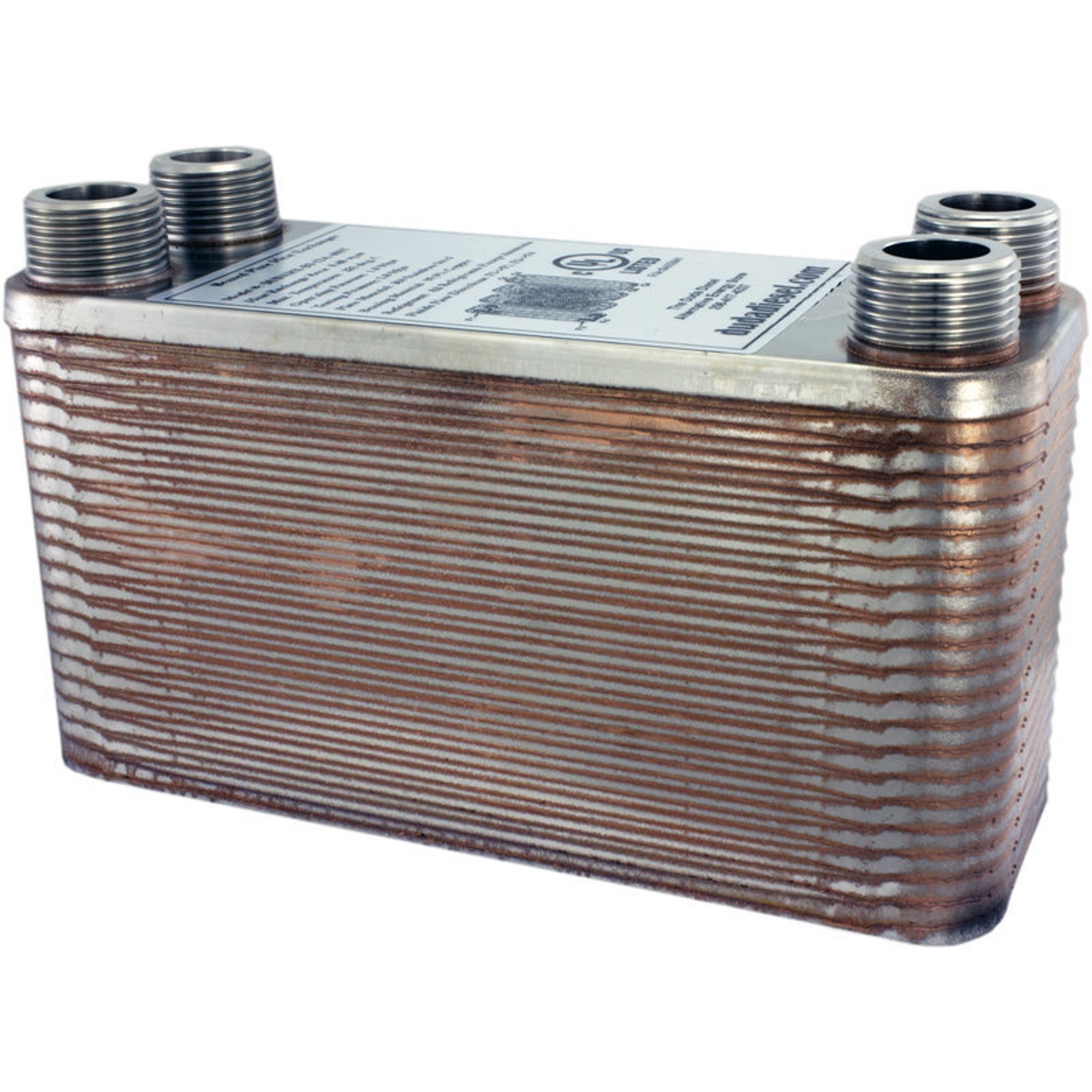 B3-12A 40 Plate Stainless Steel Heat Exchanger with 1/2 Female NPT Ports  Copper Brazed - Walmart.com