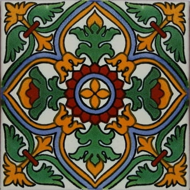 6x6 Coria Talavera Mexican Tile, Set of 4 pcs