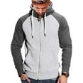 thumbnail image 4 of Curuila Mens Hoodies Color Block Long Sleeve Zipper Pullover With Pocket Fashion Loose Warm Autumn Winter Sweatshirt Gray Size Xl, 4 of 7