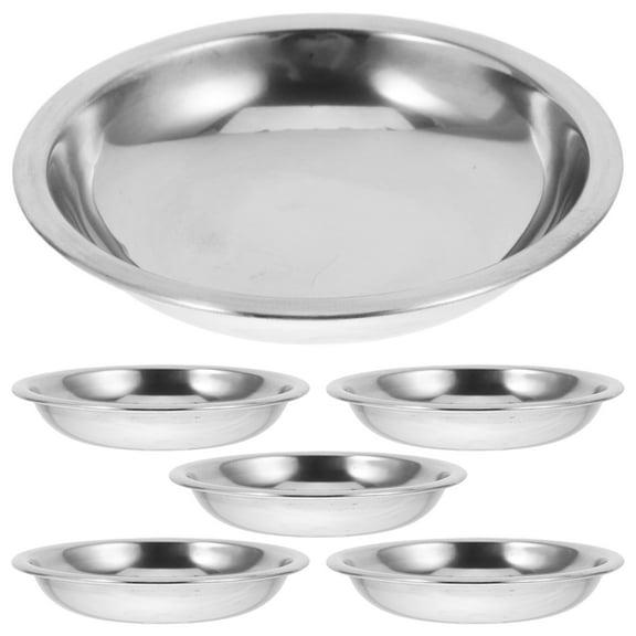 FONDOTIN 6pcs Stainless Steel Mini Saucers Round Sauce Bowl for Use in Home and Restaurant