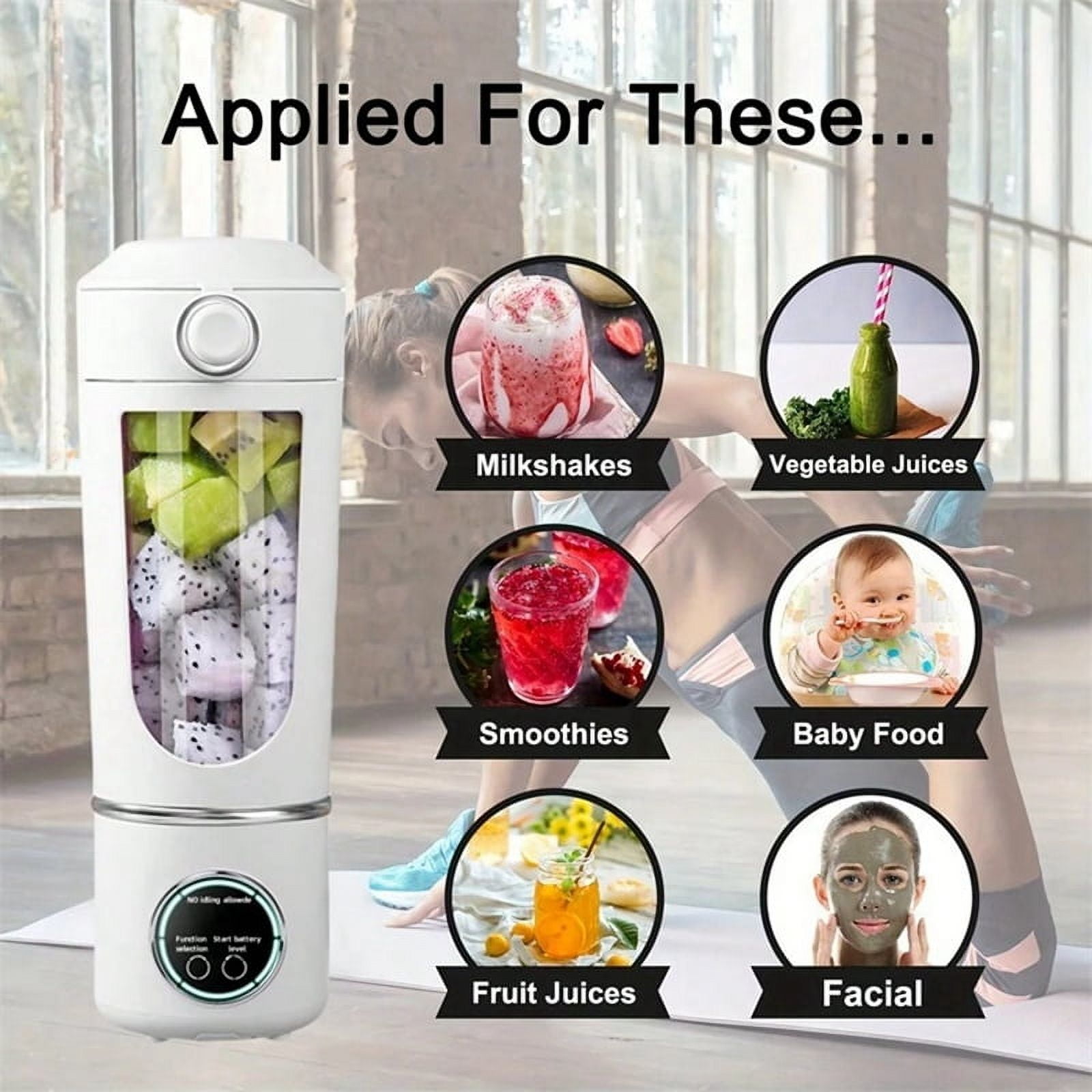 Portable Juice Maker Blender for Shakes Smoothies 700ML 12-Blades Fast Mixing 2 in 1 Blender Personal Juicer 7.4V D
