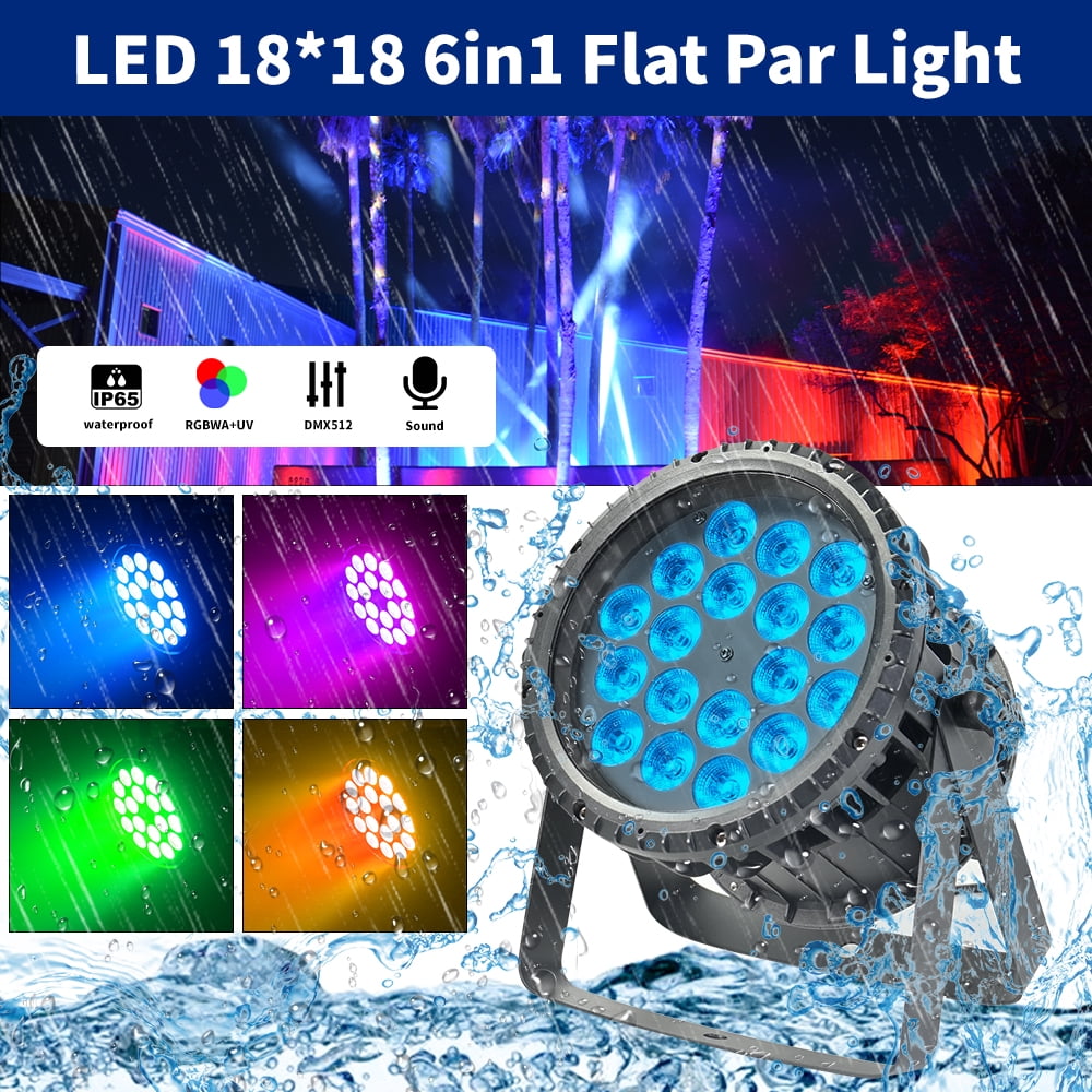 Waterproof 18x18W LED Par Can Lights Outdoor Stage Light IP65 RGBWAUV 6 in 1 DMX512