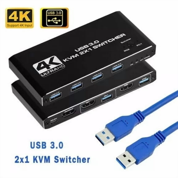 HDMI KVM Switch 4K@60Hz 2 Ports USB 3.0 KVM Switcher 2 in 1 out 2 PC Sharing