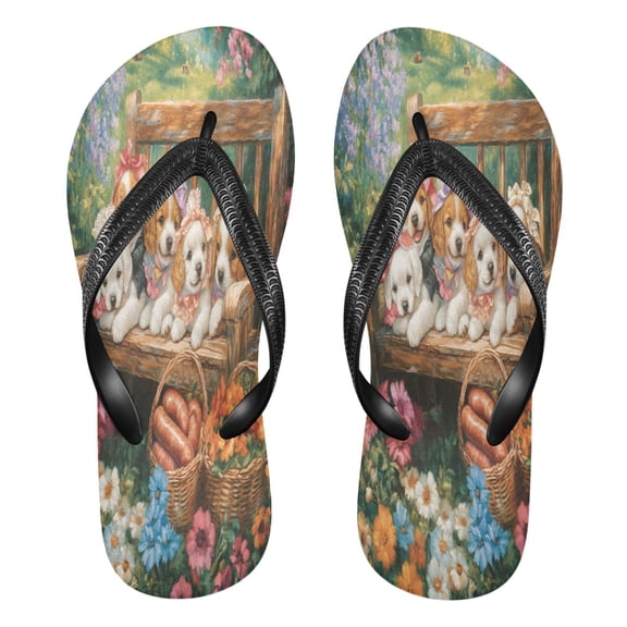 YAZAOOSummer Flip Flops Creatively Flower-festooned Friends Simple Beach Sandals